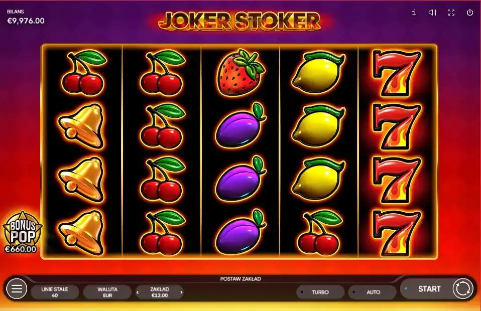 Joker Stoker slot z motywem jokera i czerwonym tłem gry od Endorphina