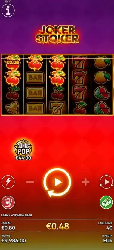 Joker Stoker slot z symbolami Scatter Free Games na bębnach